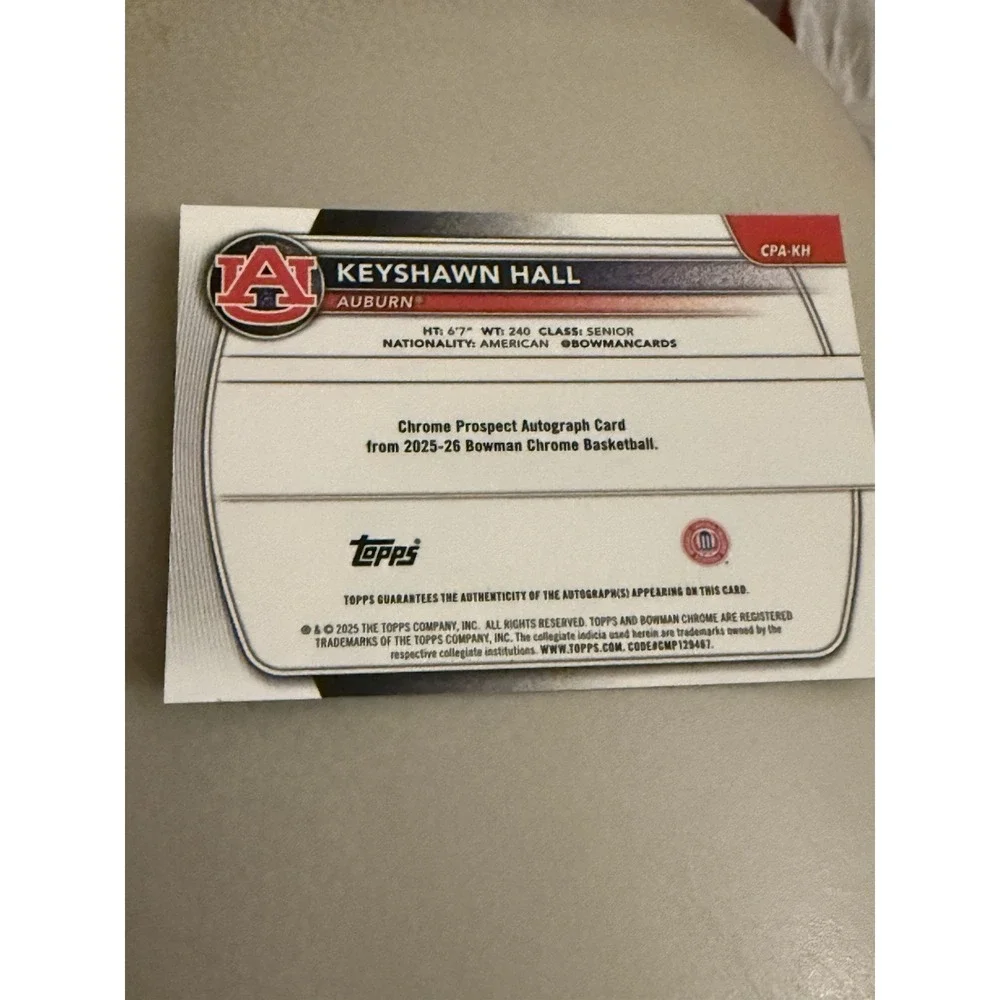 2025-26 Bowman Keyshawn Hall Chrome‎ Auto Green Geometric Refractor 1st #/99